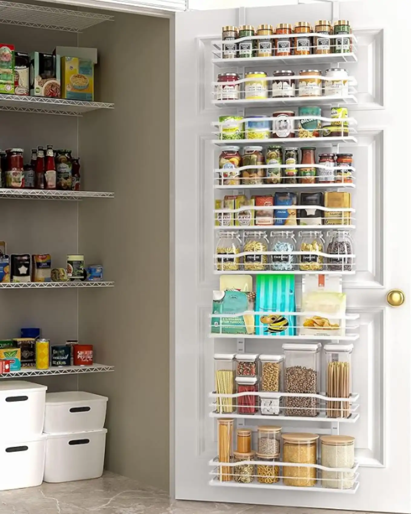 Moforoco White 9-Tier Over The Door Pantry Organizer Metal Hanging Spice Rack
