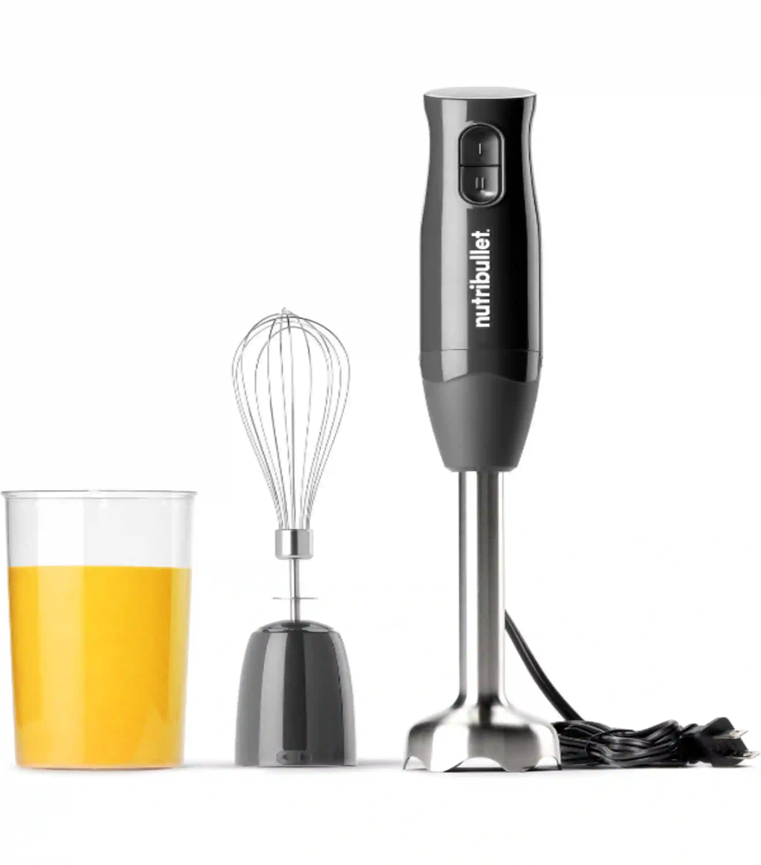 nutribullet Lite Immersion Blender Dark Gray Handheld Mixer with Whisk and Cup