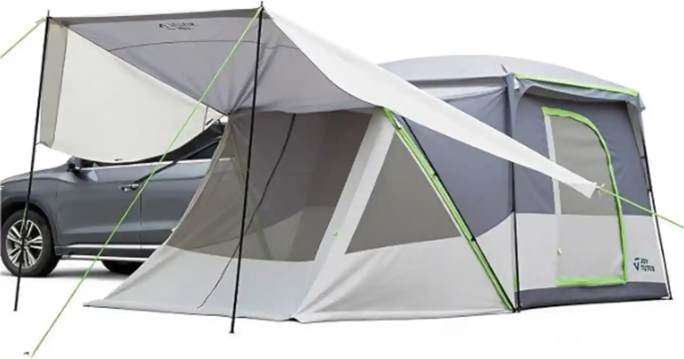 JOYTUTUS SUV Tent 2 Rooms Rainfly Awning Dual Use Family Camping Car Tent