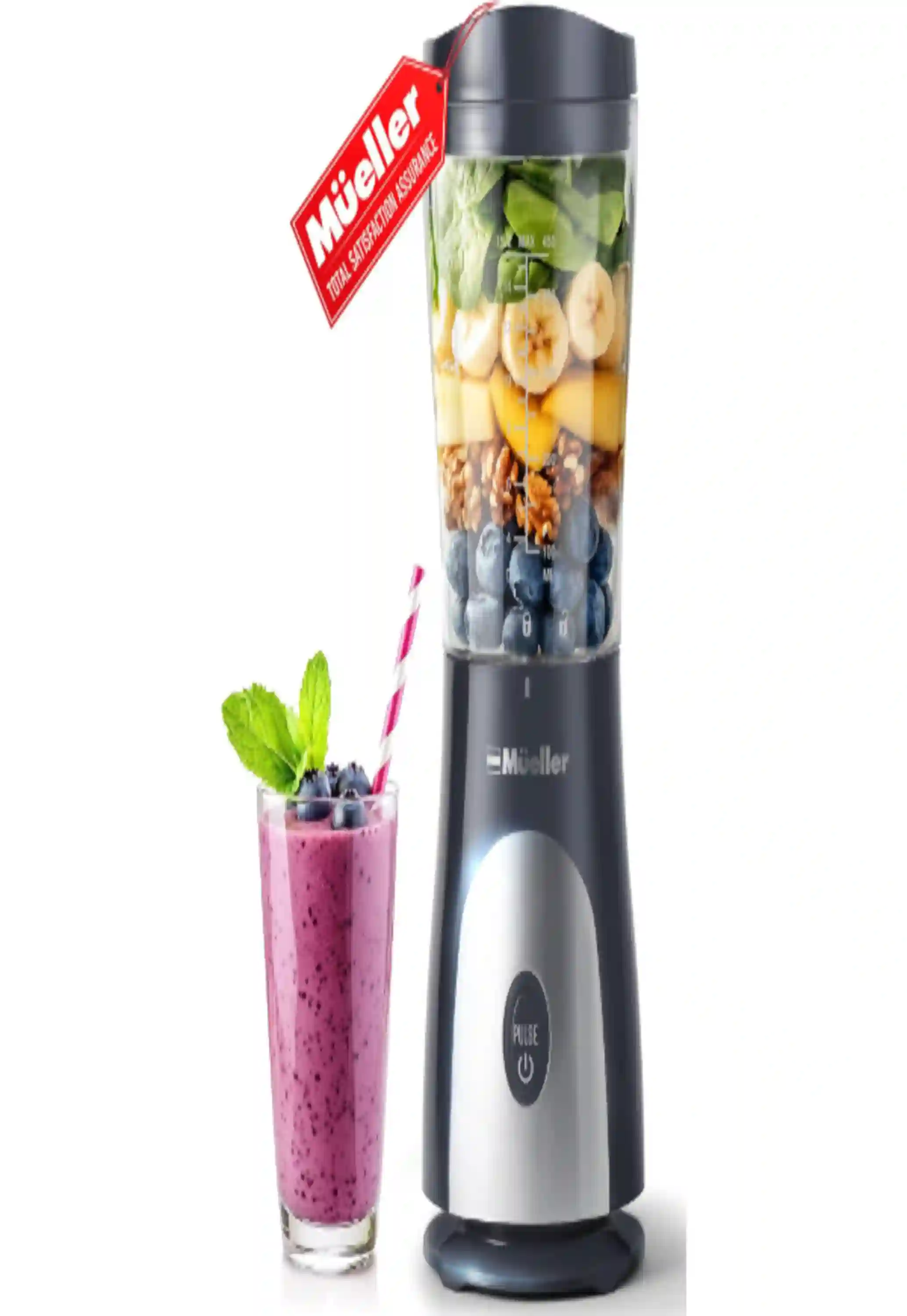 Mueller Smoothie Blender for Smoothies, Personal Blender, Light Grey