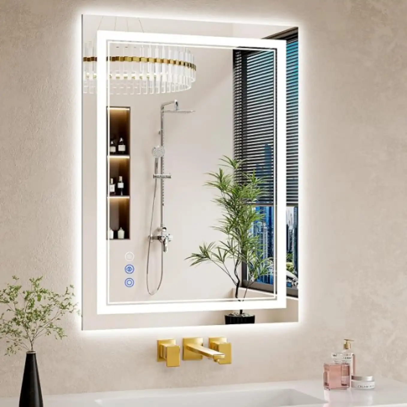 WISSMIELS 24x32 LED Bathroom Mirror Anti-Fog Dimmable Wall Vanity Mirror