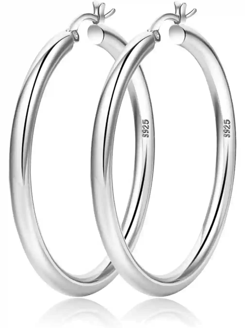 4mm Thick Gold Chunky Earrings Sterling Silver Post Lightweight Hollow Tube Hoop Earrings