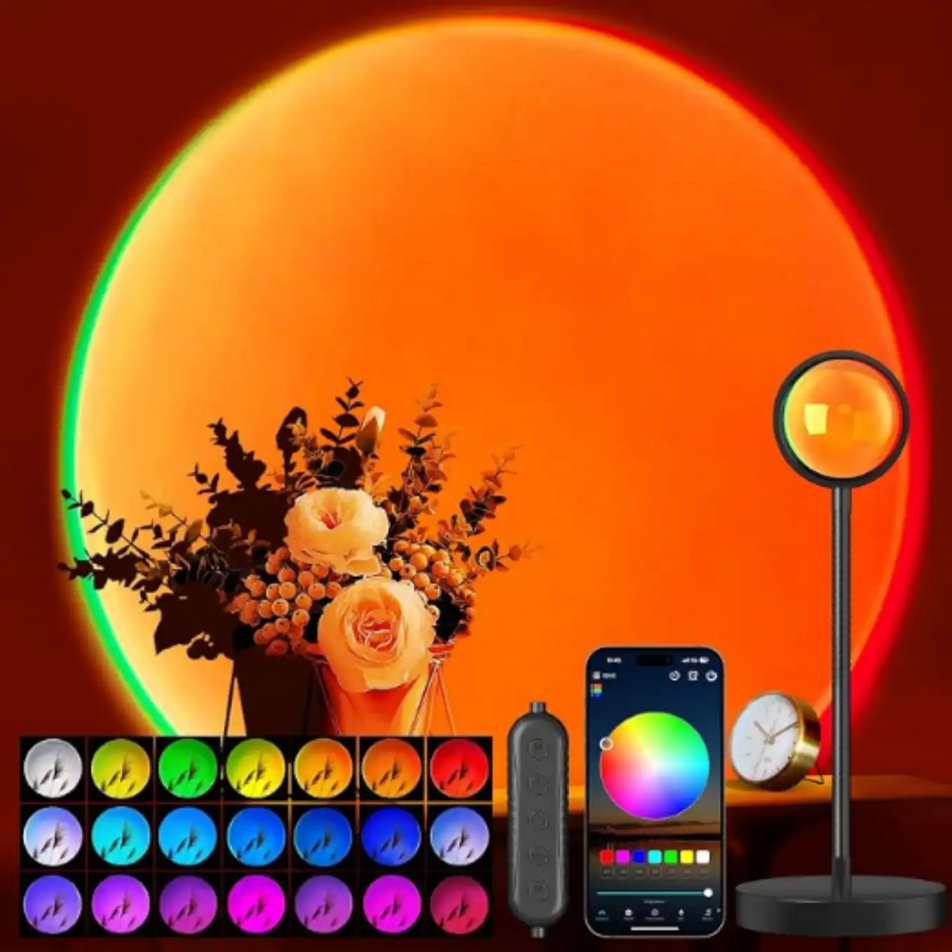 Neroupe Sunset Lamp Projector with APP Button Control LED Night Light
