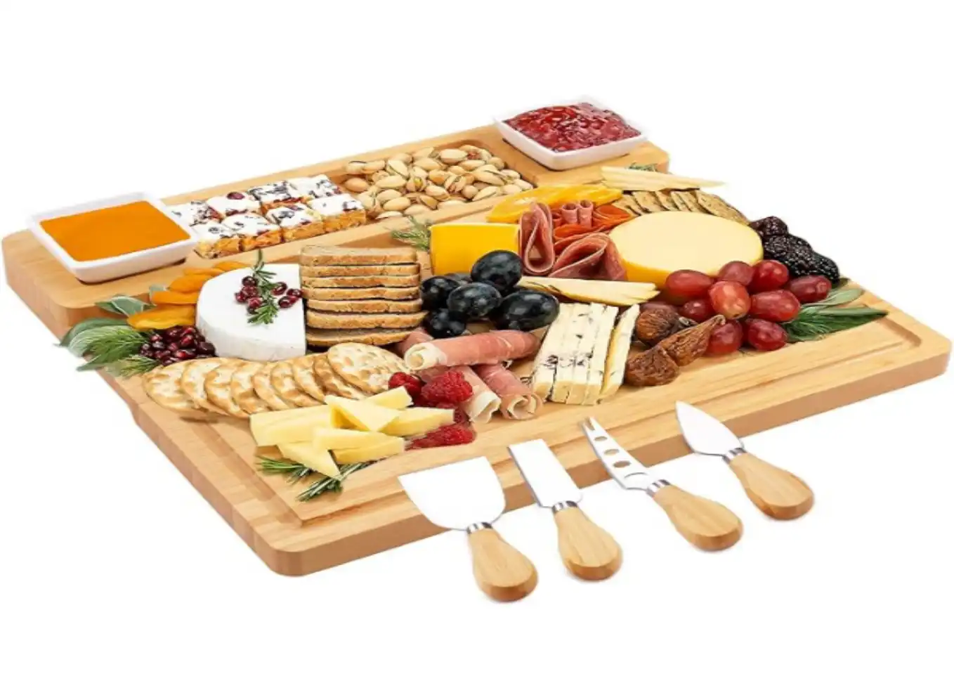 YZS Bamboo Charcuterie Board and Knife Set