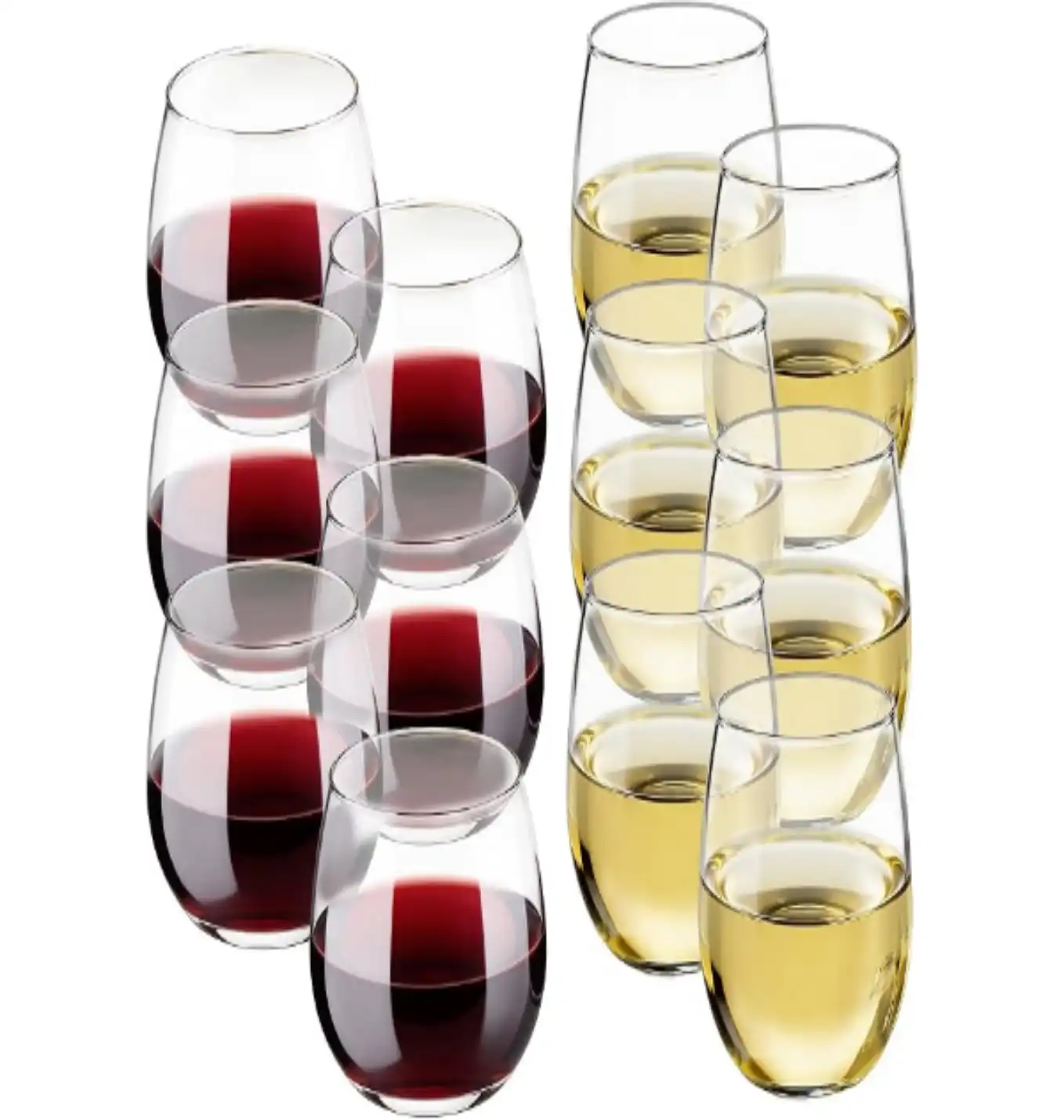 Libbey Stemless Wine Glasses Set of 12 Dishwasher Safe Glassware for Red and White Wines