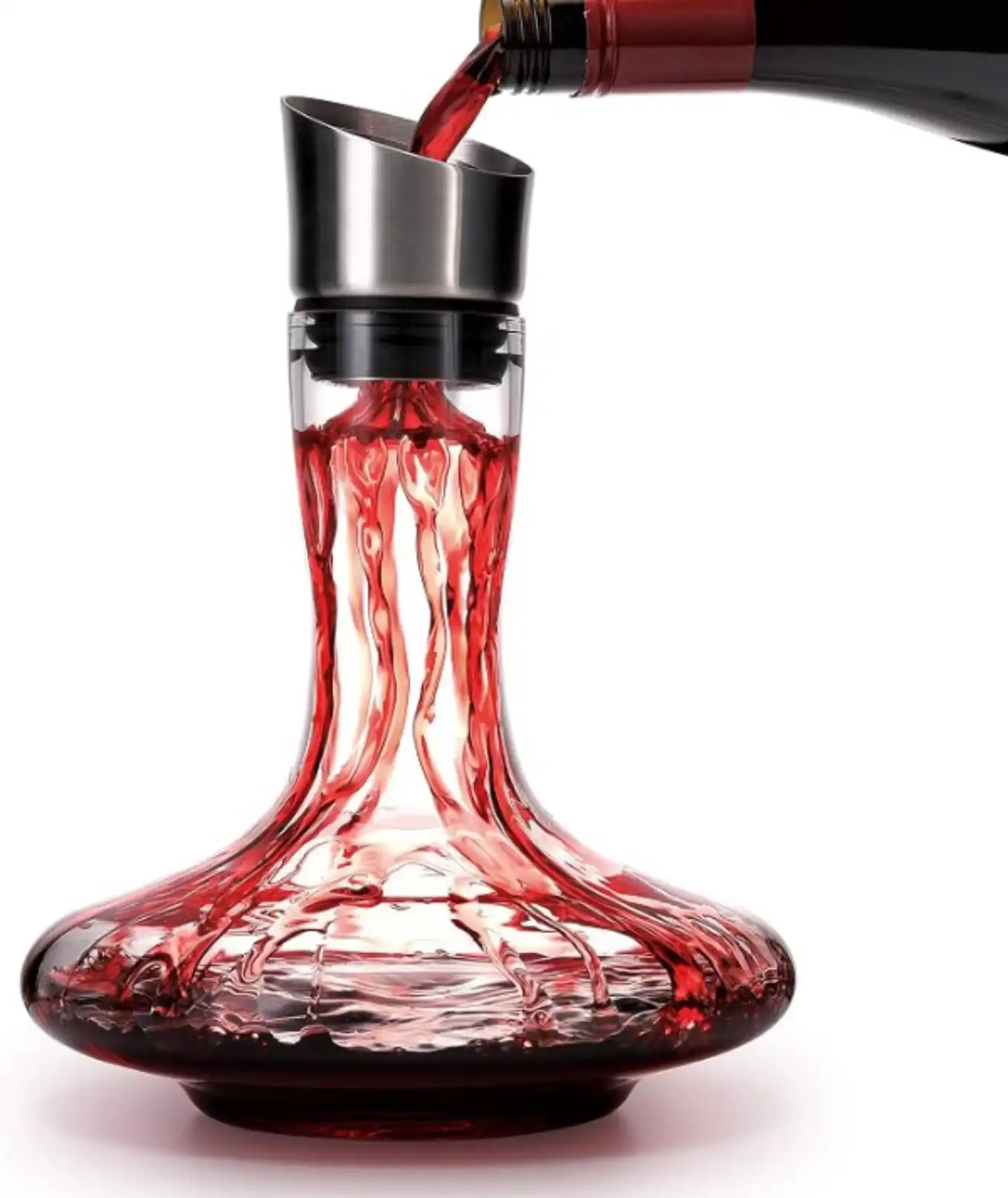 Jiaran Wine Decanter Built-in Aerator Pourer Lead Free Crystal Glass Wine Carafe 750ml