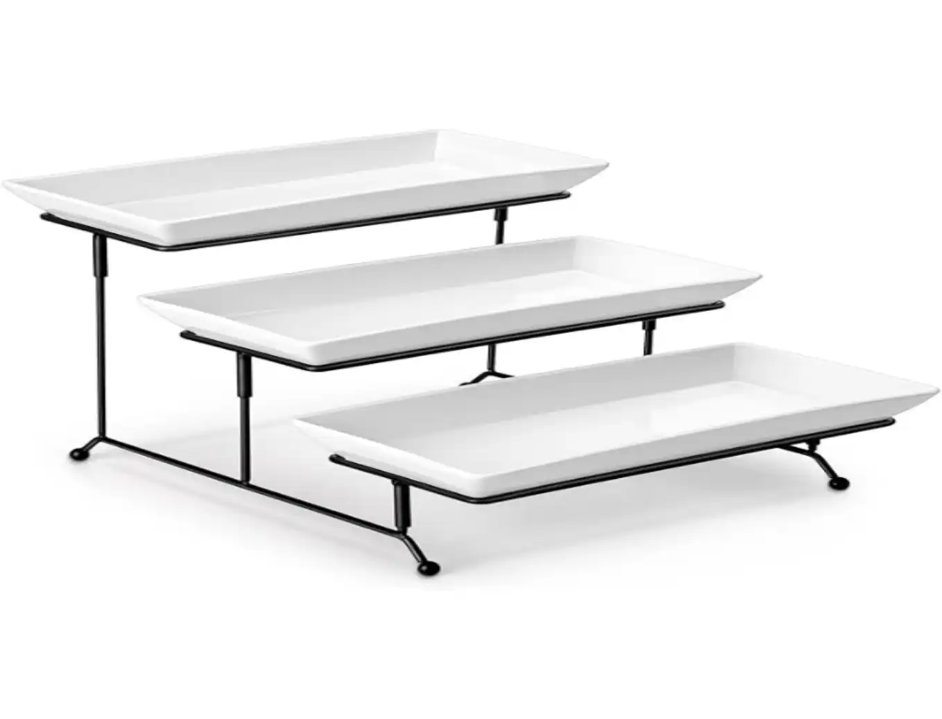 MALACASA 3 Tier Serving Trays White Porcelain Platters 12 Inch Tiered Dessert Stand