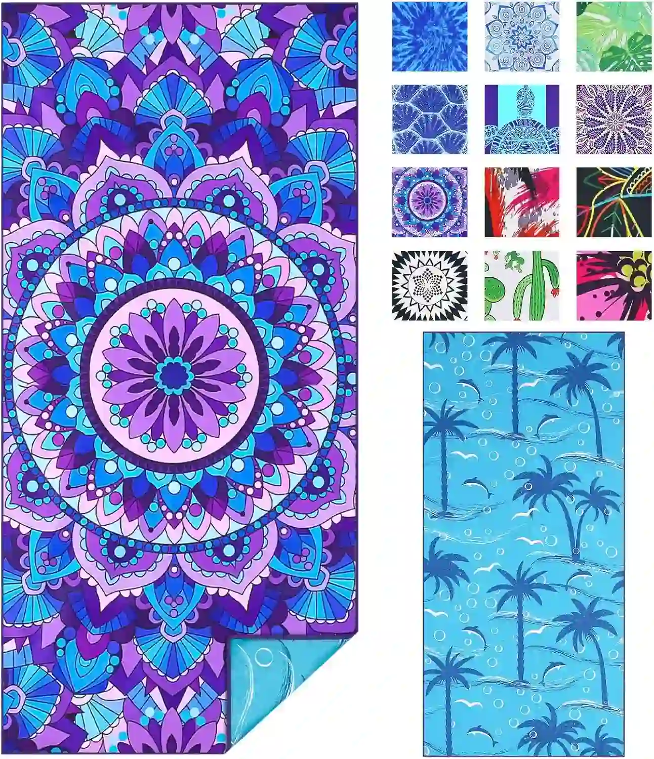 TwoYek Microfiber Beach Towel Extra Large Boho Mandala Print