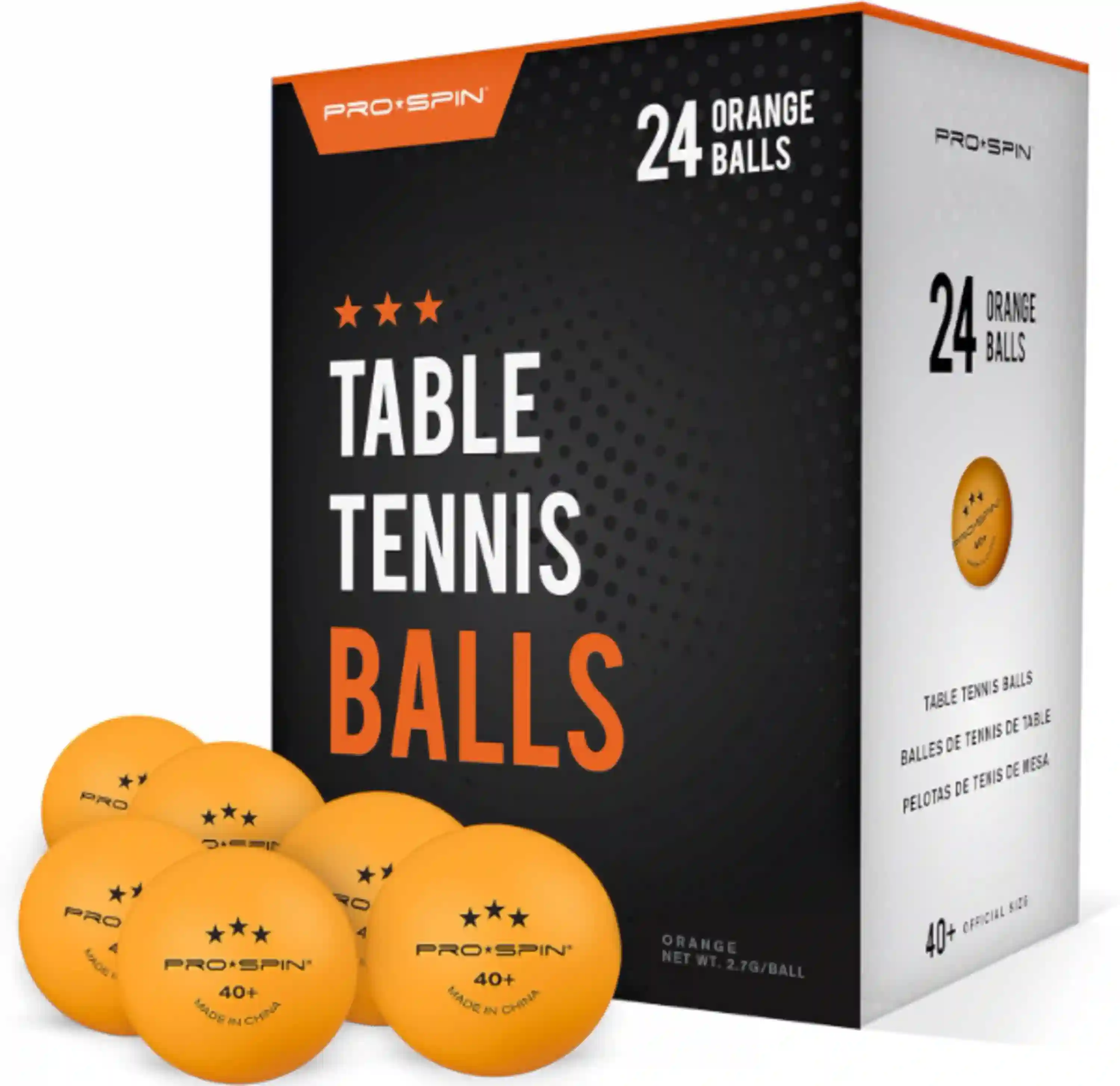 PRO-SPIN Ping Pong Balls 3-Star Premium Orange Table Tennis Balls High Performance 40+ ABS