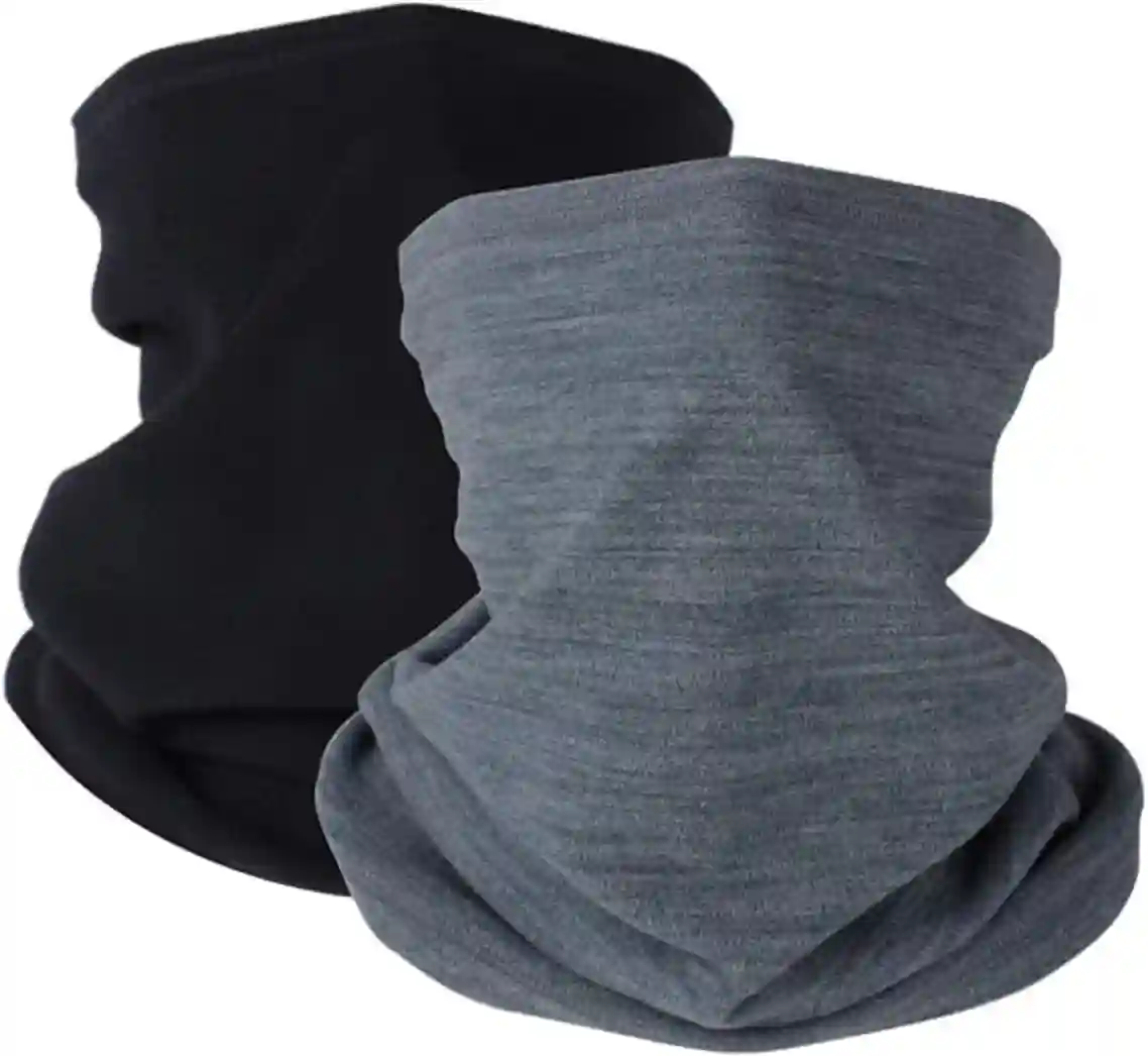 KGC 2 Pack Winter Neck Warmer Gaiter Fleece Windproof Face Mask Cover Scarf