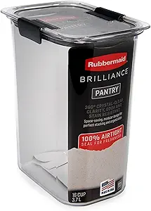Rubbermaid Brilliance 16-Cup Airtight Food Storage Container with Lid Clear/Grey