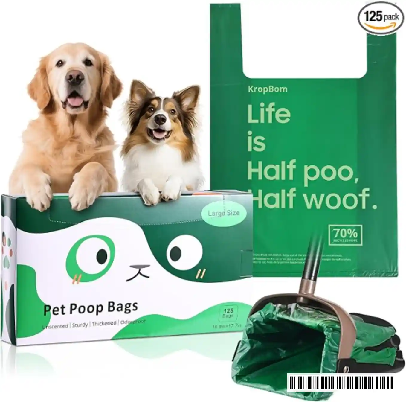 125 Pack Large Dog Poop Bags for A&H Swivel Bin Pooper Scooper