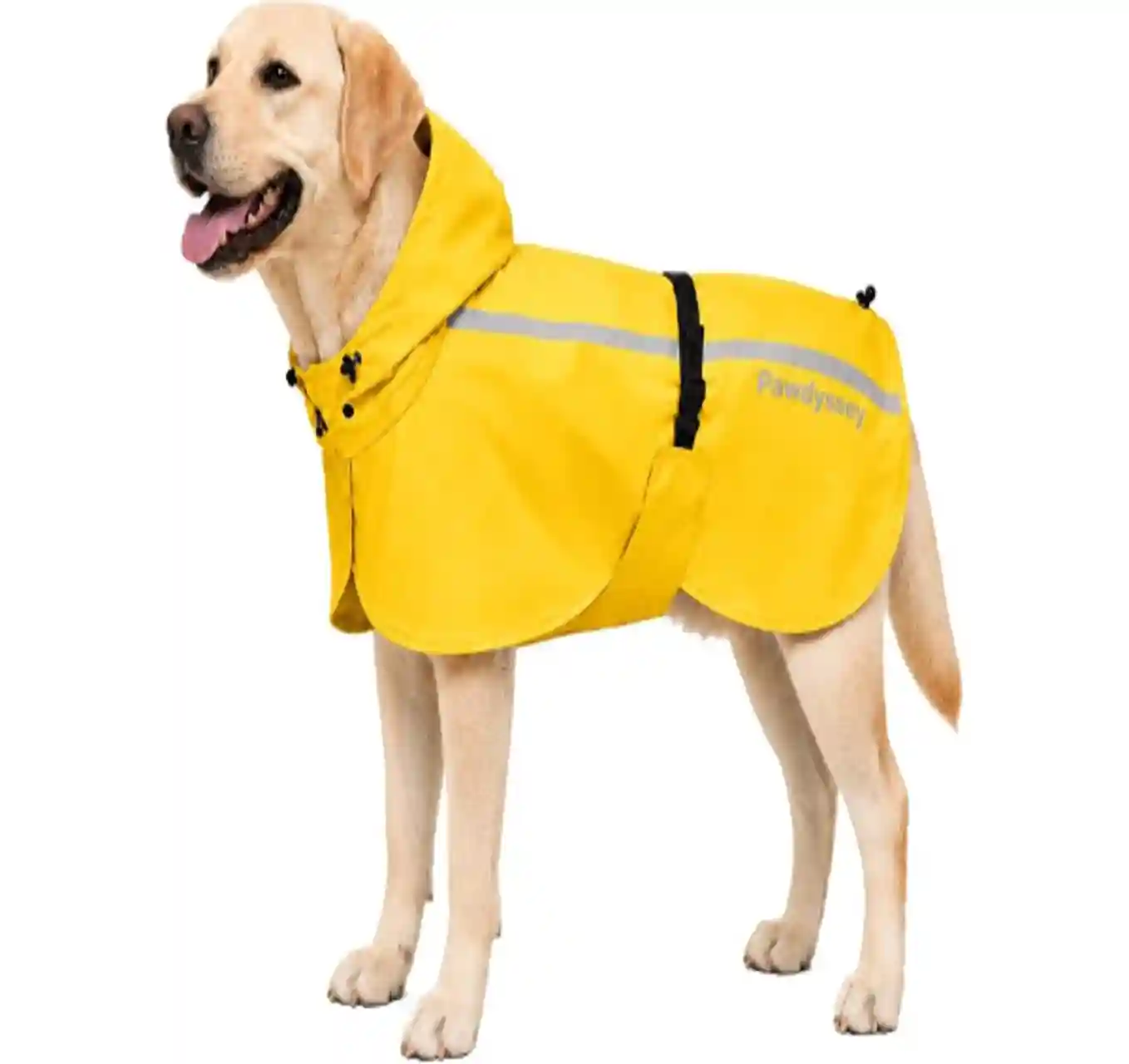 Stretch Fabric Dog Raincoat with Hood, Reflective Rain Poncho for Medium Large Dogs (Bright Yellow, Large)