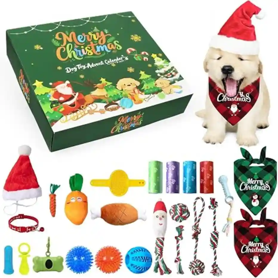 PARSUP Dog Advent Calendar (24 Days Christmas Countdown with Dog Toys)