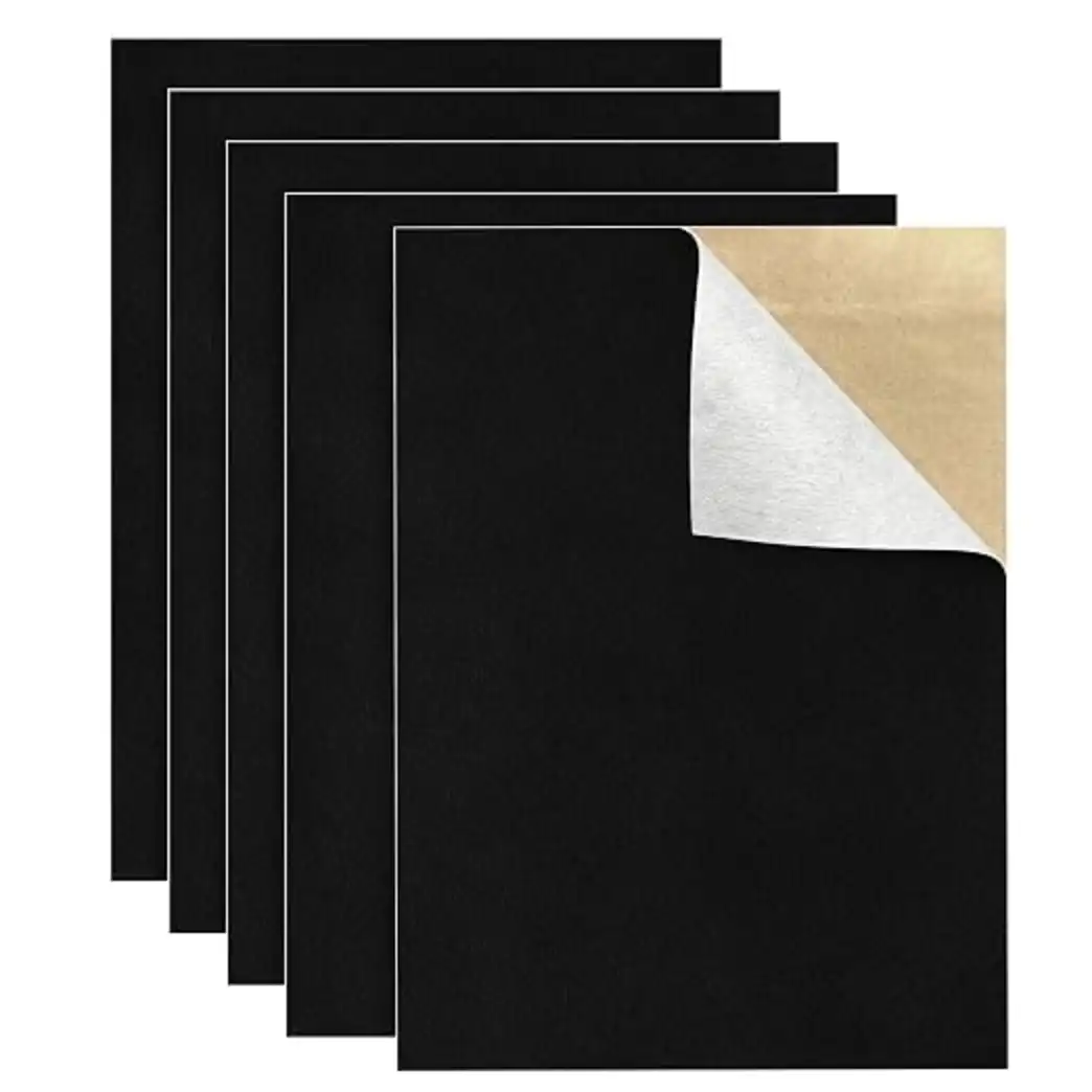 LCEAI 5PCS Self Adhesive Black Felt Sheets 9x11 Inch Velvet Backing for Drawer Jewelry Box Liner