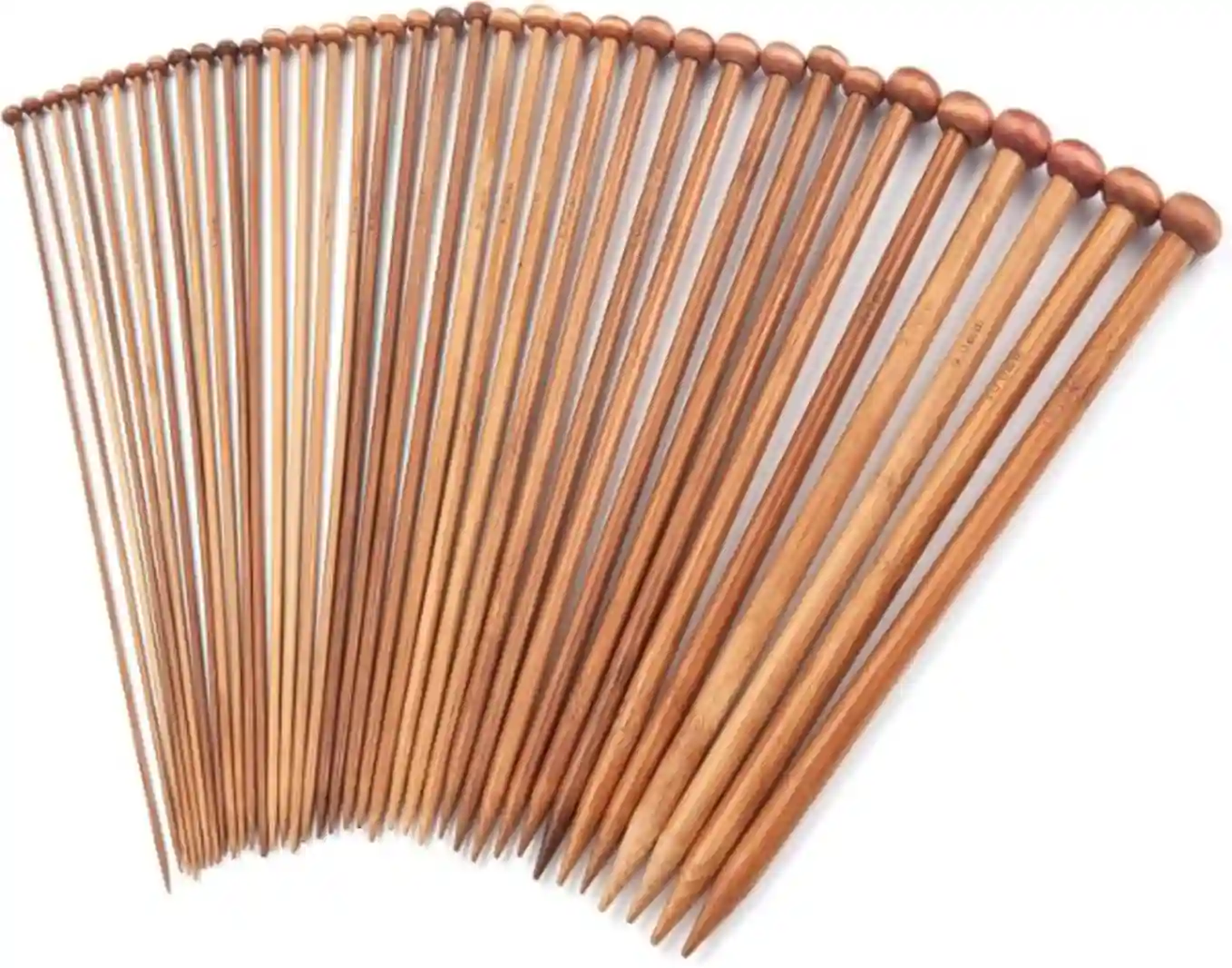 LIHAO 30 Piece Bamboo Knitting Needles Set 15 Pairs Single Pointed Wooden Needles