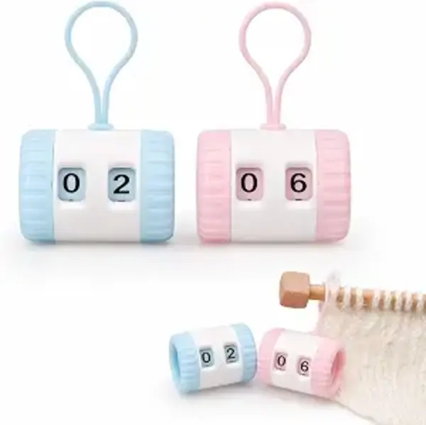 2 Knitting Row Counters Blue Pink Compact Stitch Counters for Accurate Knitting Crochet