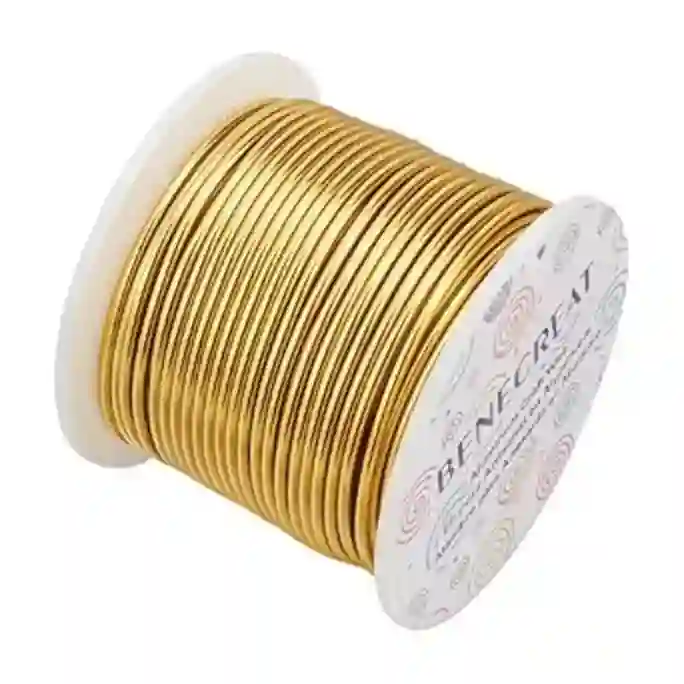 BENECREAT 12 Gauge 100FT Light Gold Aluminum Craft Wire for Jewelry Making Gardening Model Sculpting
