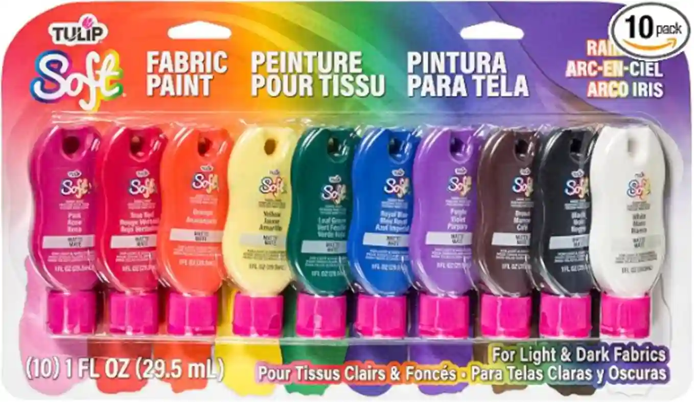 Tulip Soft Fabric Paint 10 Pack Permanent Rainbow Color Fabric Paint Set for Clothes