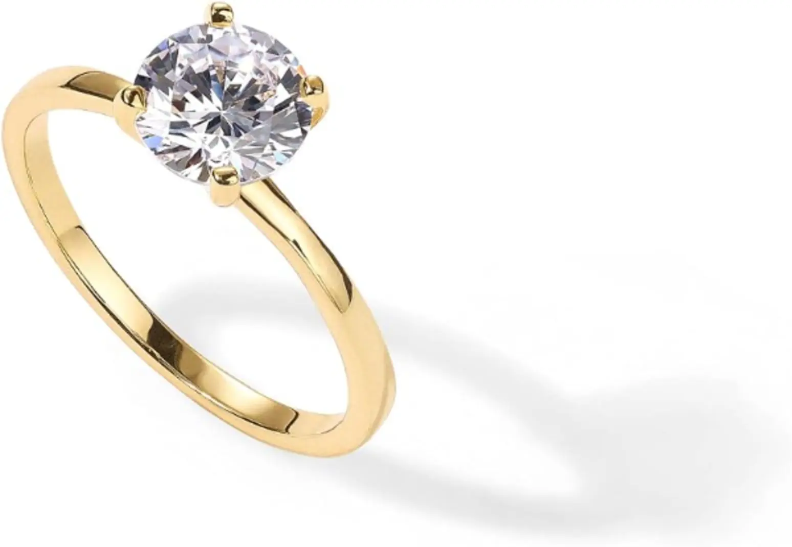 PAVOI 14K Yellow Gold Round Solitaire 1.5 CT Cubic Zirconia Engagement Ring